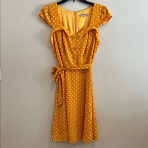 Review Yellow Polka Dot Midi Dress
